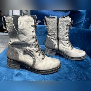 DROMEDARIS GRAY Leather Hiking BOOTS Women’s Size 8 - 8.5 EU 39 made in Portugal